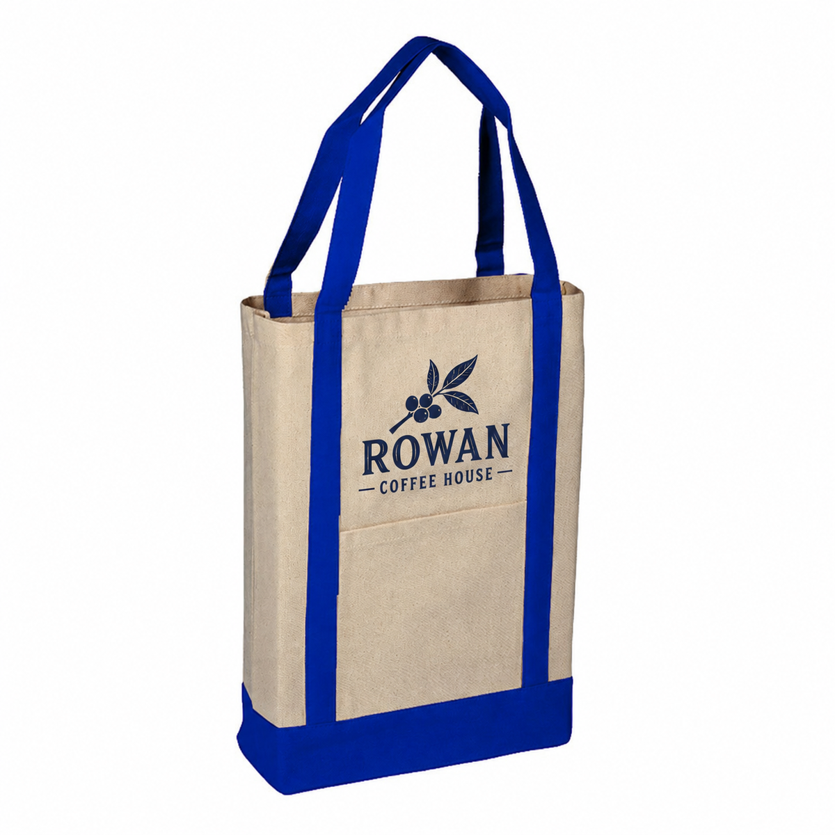 Medium Cotton Canvas Two Tone Deluxe Tote Bag (14'' W X 16'' H) 12 Oz