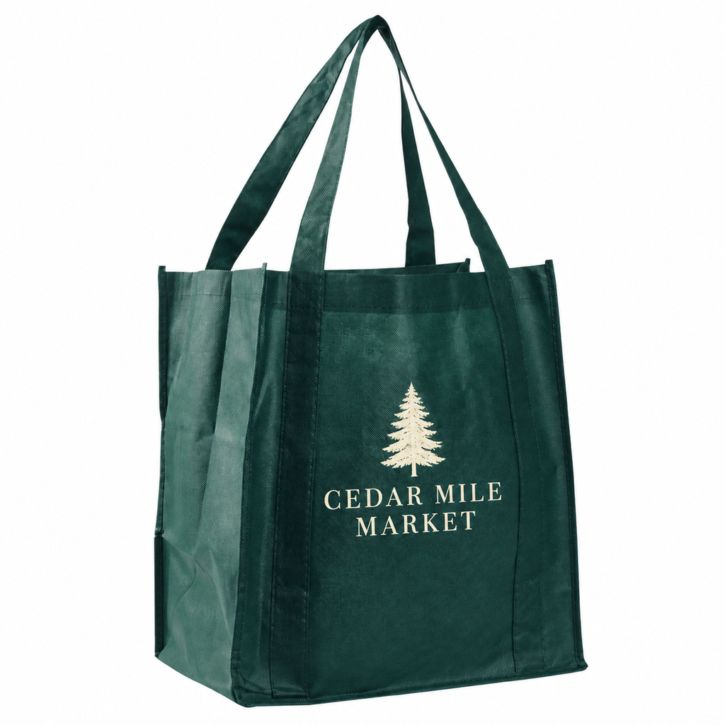 Medium Polypropylene Grocery Bag (12.5'' W X 13.5'' H) 80 Gsm