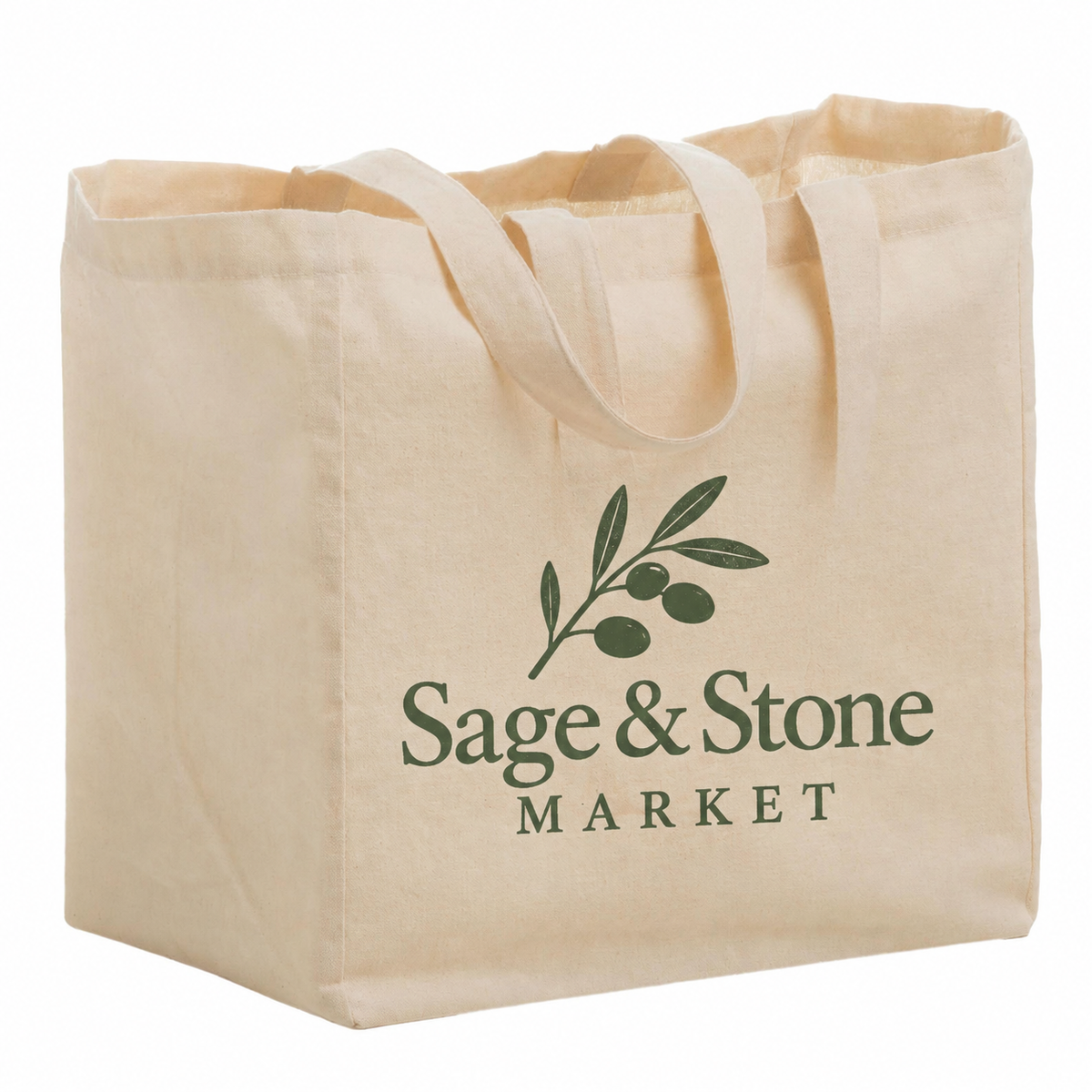 Medium Cotton Canvas Grocery Tote Bag (12'' W X 13'' H) 6 Oz