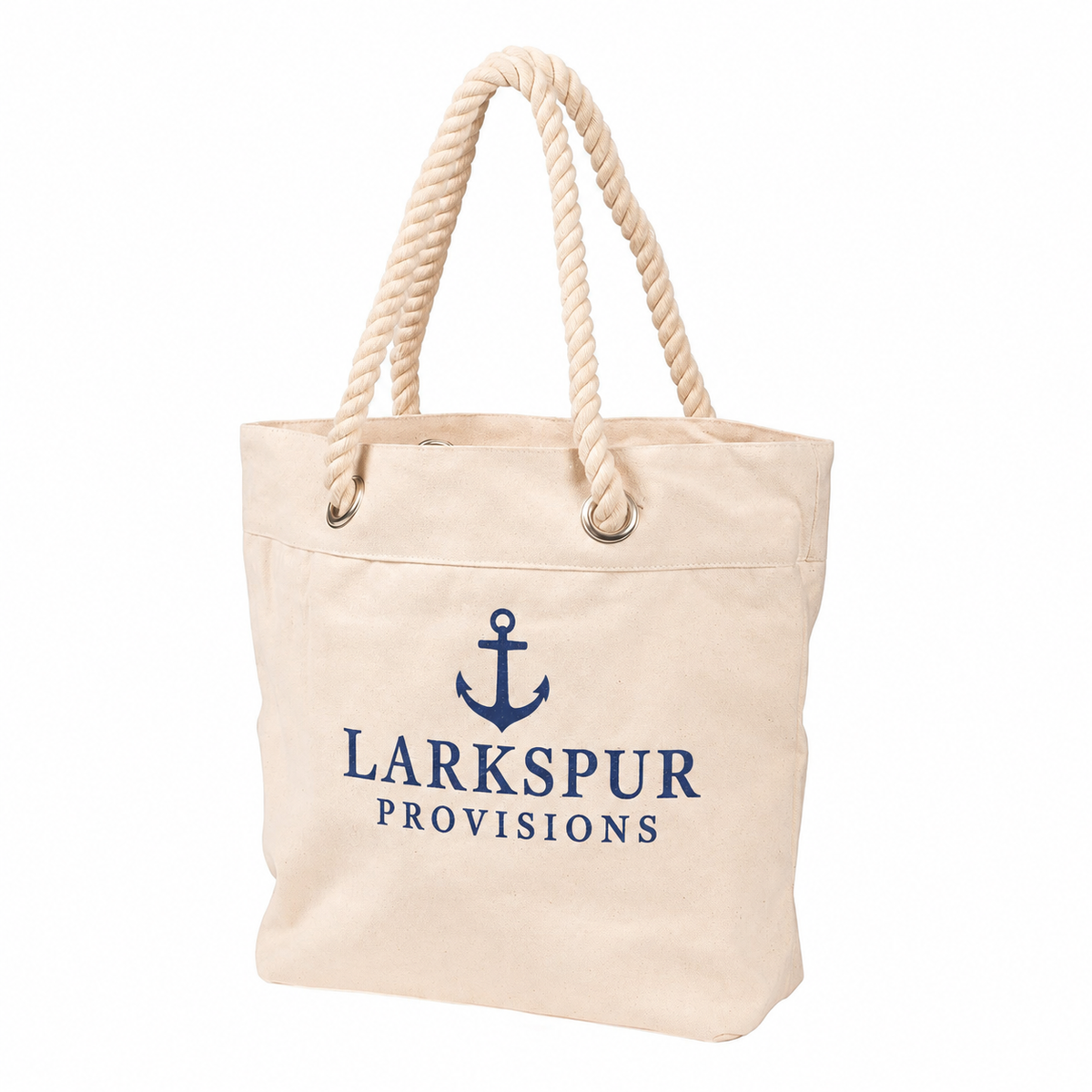 Medium Cotton Canvas Trendy Rope Handle Tote Bag (16.5'' W X 13.5'' H) 12 Oz