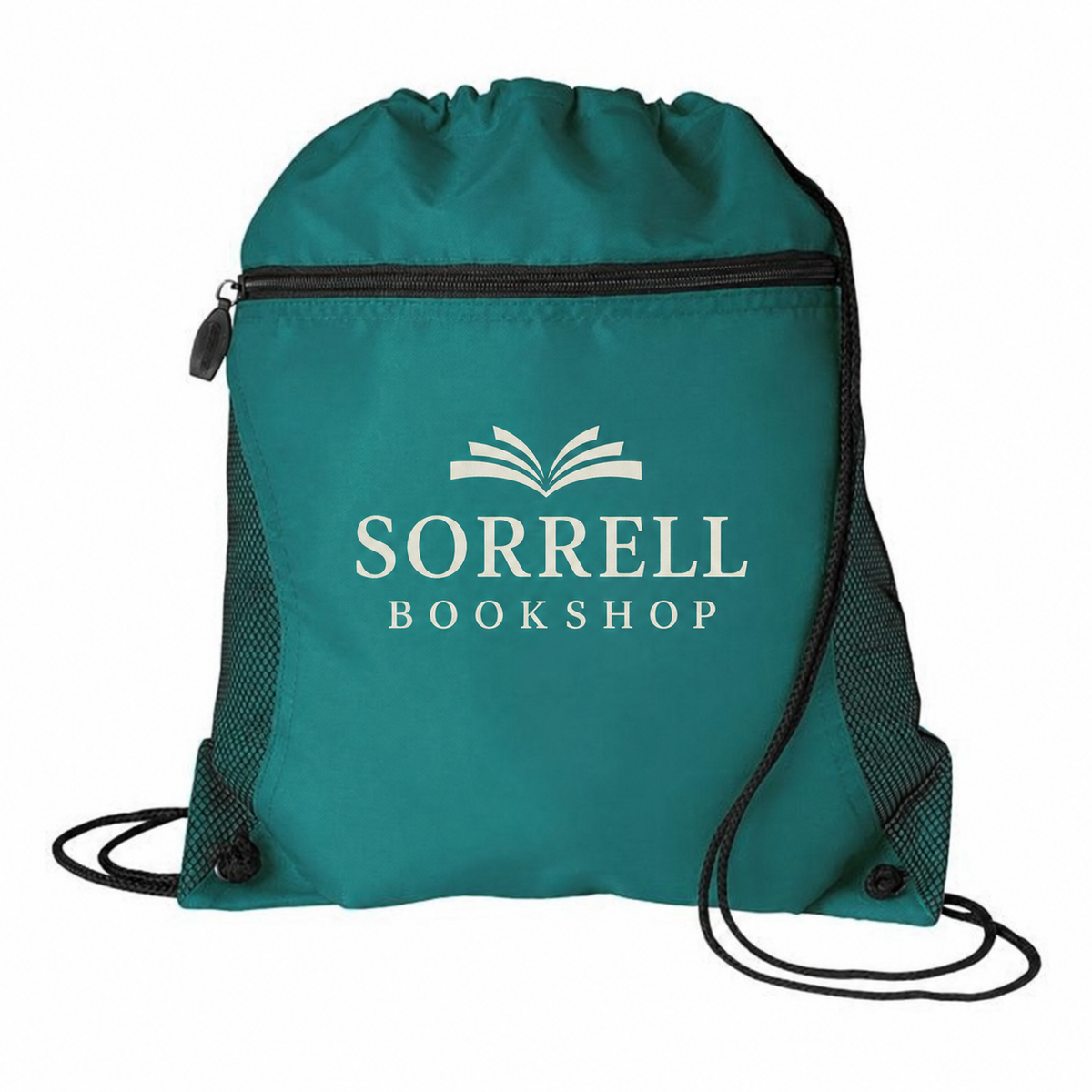 Medium Polyester Mesh Pocket Drawstring / Zippered Backpack (14'' W X 16.5'' H) 210D