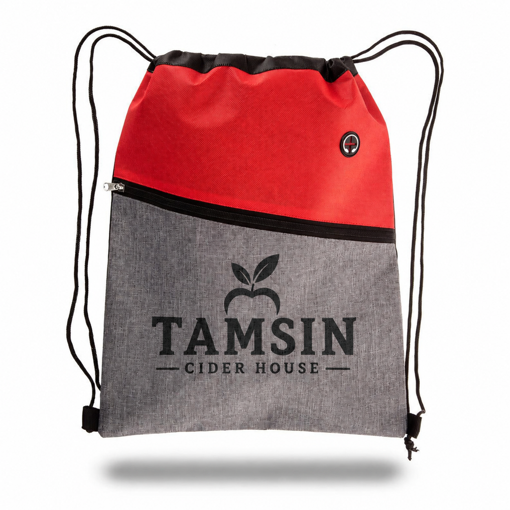 Medium Polyester Two-Tone Cinch Drawstring Bag (13'' W X 16.5'' H) 300D / 80 Gsm