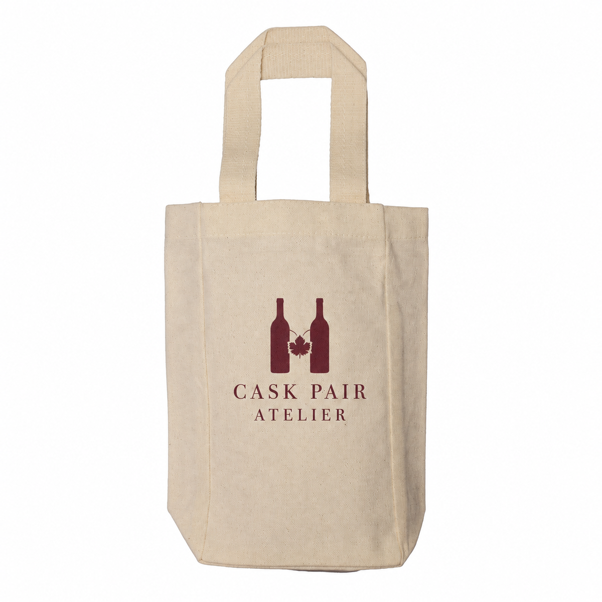 Small Cotton Canvas Double Bottle Wine Tote Bag (5.5'' W X 10.5'' H) 12 Oz