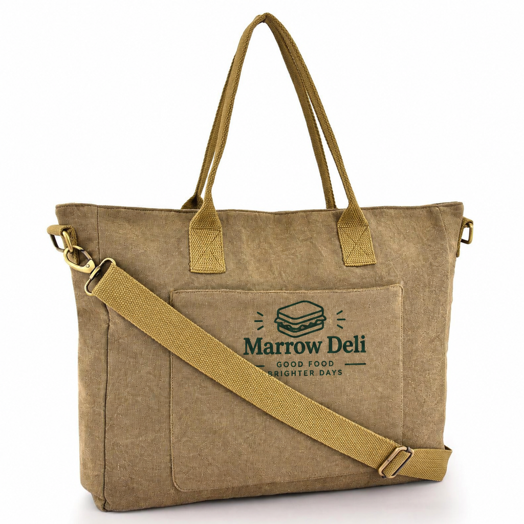 Large Cotton Canvas Cross Functional Tote Bag (17'' W X 13.77'' H) 18 Oz