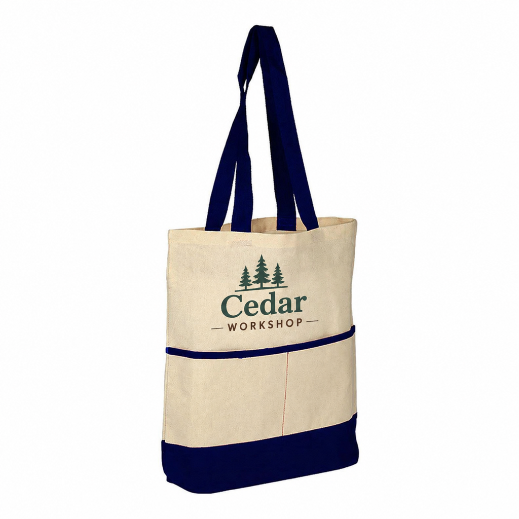 Large Cotton Canvas Lightweight Accent Color Tote Bag (14.5'' W X 17'' H) 6 Oz
