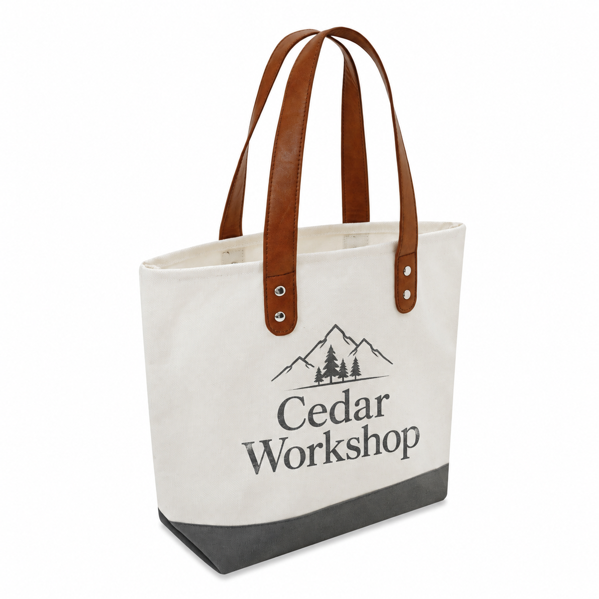 Medium Cotton Canvas Classic Leather Handle Tote Bag (15.75'' W X 12'' H) 18 Oz