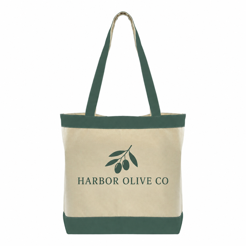 Medium Cotton Canvas Stylish Two-Tone Tote Bag (16'' W X 14.5'' H) 12 Oz