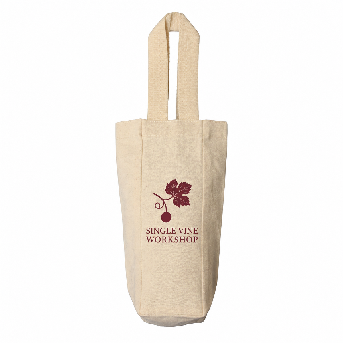 Small Cotton Canvas Single Bottle Wine Tote Bag (3'' W X 10.5'' H) 12 Oz
