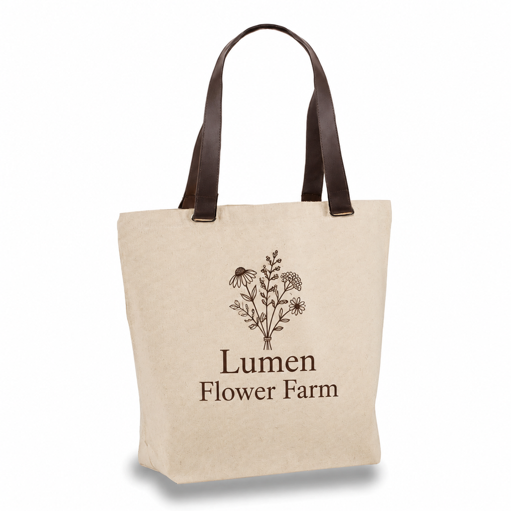 Medium Cotton Canvas Faux Leather Handle Tote Bag (16'' W X 13'' H) 12 Oz