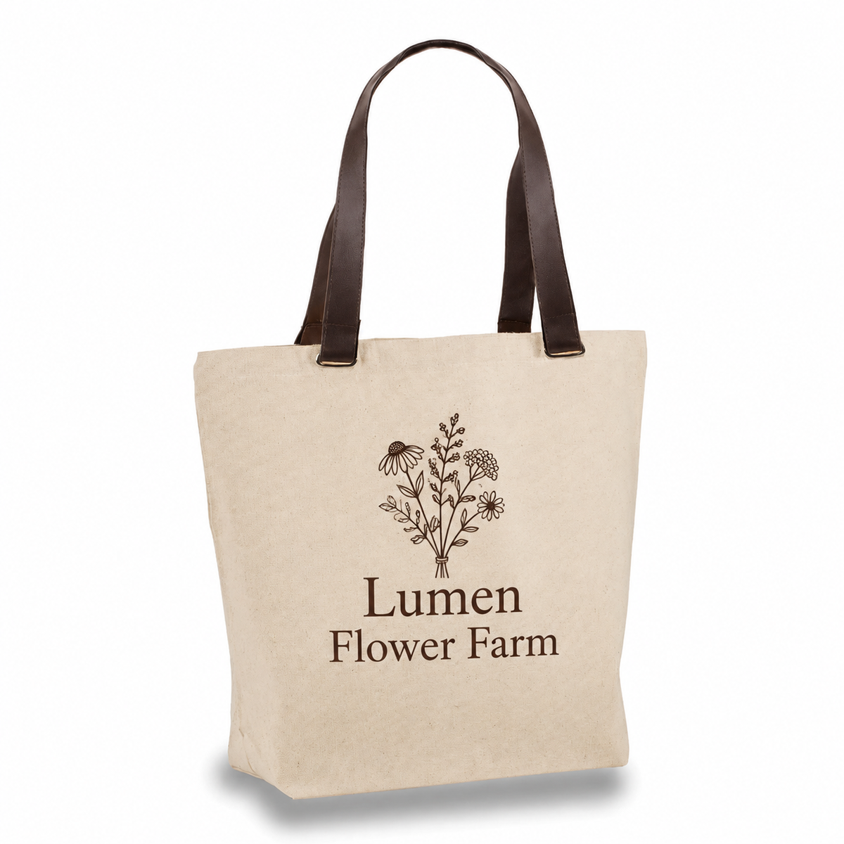 Medium Cotton Canvas Faux Leather Handle Tote Bag (16'' W X 13'' H) 12 Oz