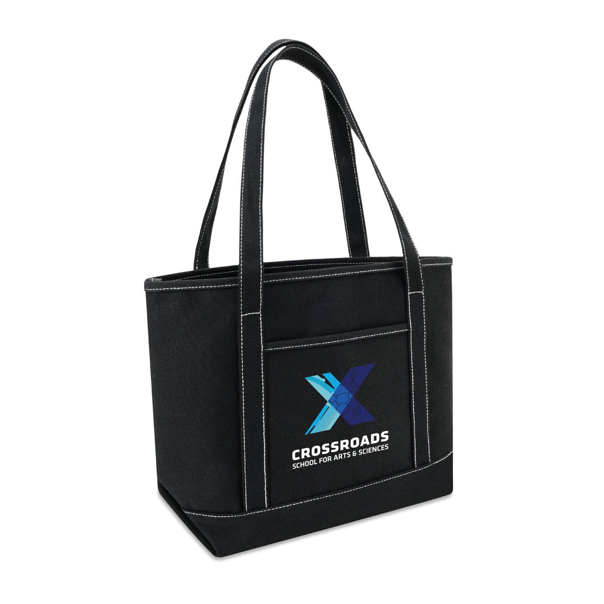 Large Cotton Canvas Admiral Tote Bag (20.5'' W X 13'' H) 24 Oz-Tote Bag-Brand Your Tote-Black-Brand Your Tote