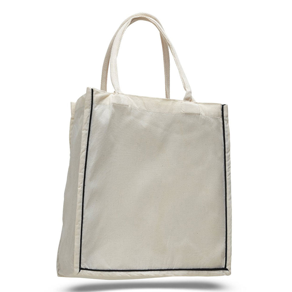 Large Cotton Canvas Bag (15'' W X 16'' H) 6 Oz-Bag-Brand Your Tote-Natural-Black-Brand Your Tote