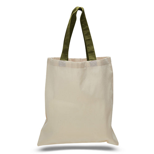 Large Cotton Canvas Economical Tote Bag (15'' W X 16'' H) 6 Oz-Tote Bag-Brand Your Tote-Natural-Army Green-Brand Your Tote