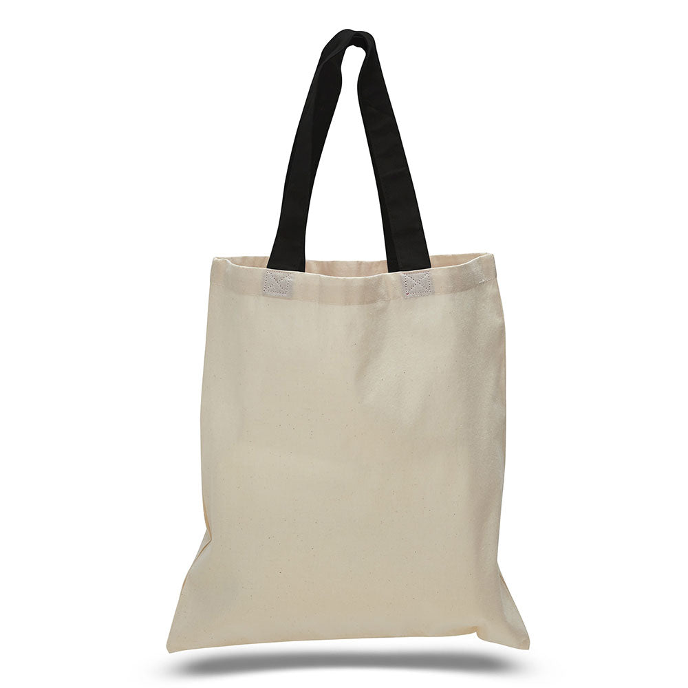 Large Cotton Canvas Economical Tote Bag (15'' W X 16'' H) 6 Oz-Tote Bag-Brand Your Tote-Natural-Black-Brand Your Tote