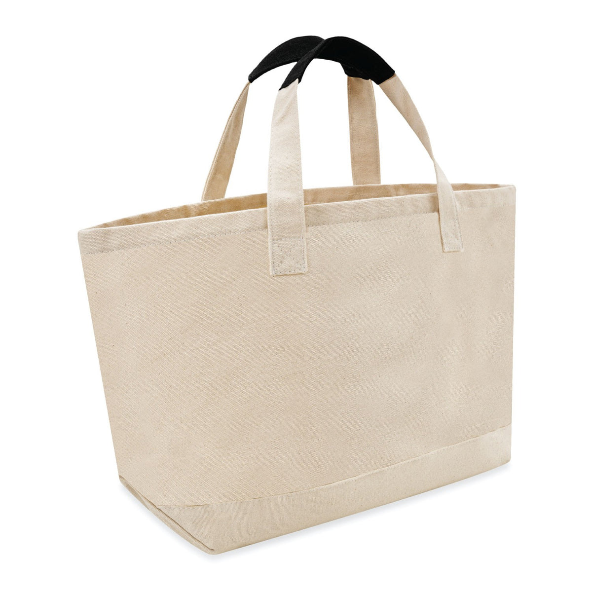 Large Cotton Canvas Island Tote Bag (21'' W X 13'' H) 14 Oz-Tote Bag-Brand Your Tote-Natural-Black-Brand Your Tote