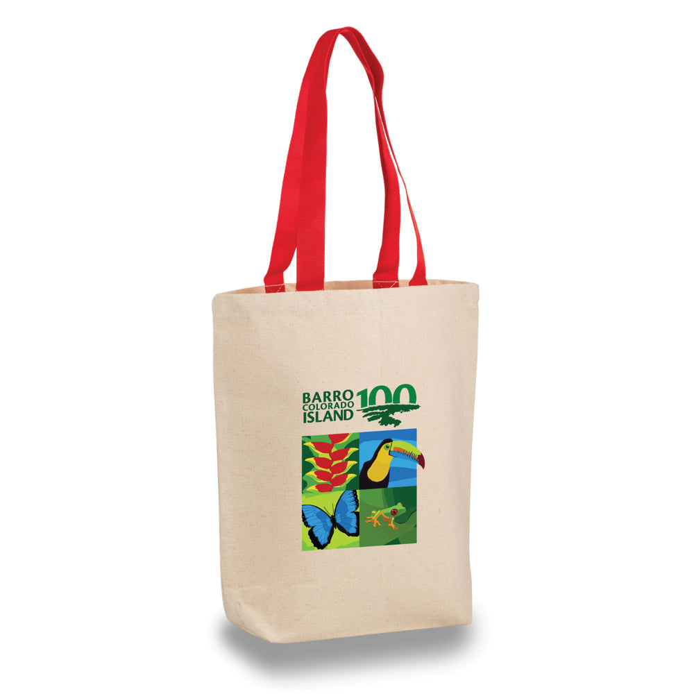Large Cotton Canvas Tote Bag (15'' W X 16'' H) 12 Oz-Tote Bag-Brand Your Tote-Natural-Red-Brand Your Tote