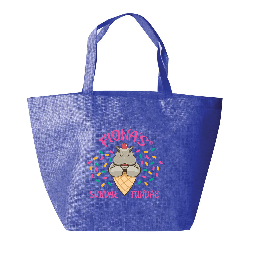 Large Polypropylene Shopper Tote Bag (20'' W X 13'' H) 80 Gsm-Tote Bag-Brand Your Tote-Heather Blue-Brand Your Tote