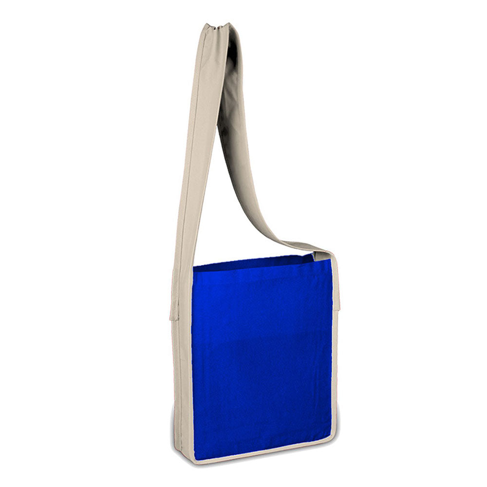 Medium Cotton Canvas Color Canvas Sling Bag (12'' W X 15'' H) 12 Oz-Bag-Brand Your Tote-Royal Blue-Natural-Brand Your Tote