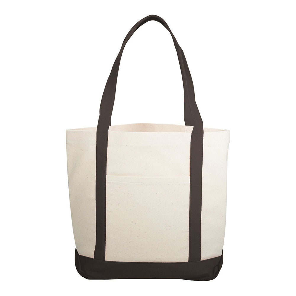 Medium Cotton Canvas Lightweight Daytrip Boat Bag (12.25'' W X 14.75'' H) 10 Oz-Bag-Brand Your Tote-Natural-Black-Brand Your Tote
