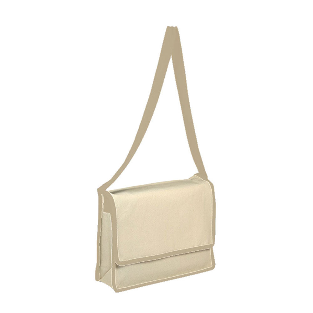 Medium Cotton Canvas Messenger Bag (13'' W X 13'' H) 12 Oz-Bag-Brand Your Tote-Natural-Natural-Brand Your Tote