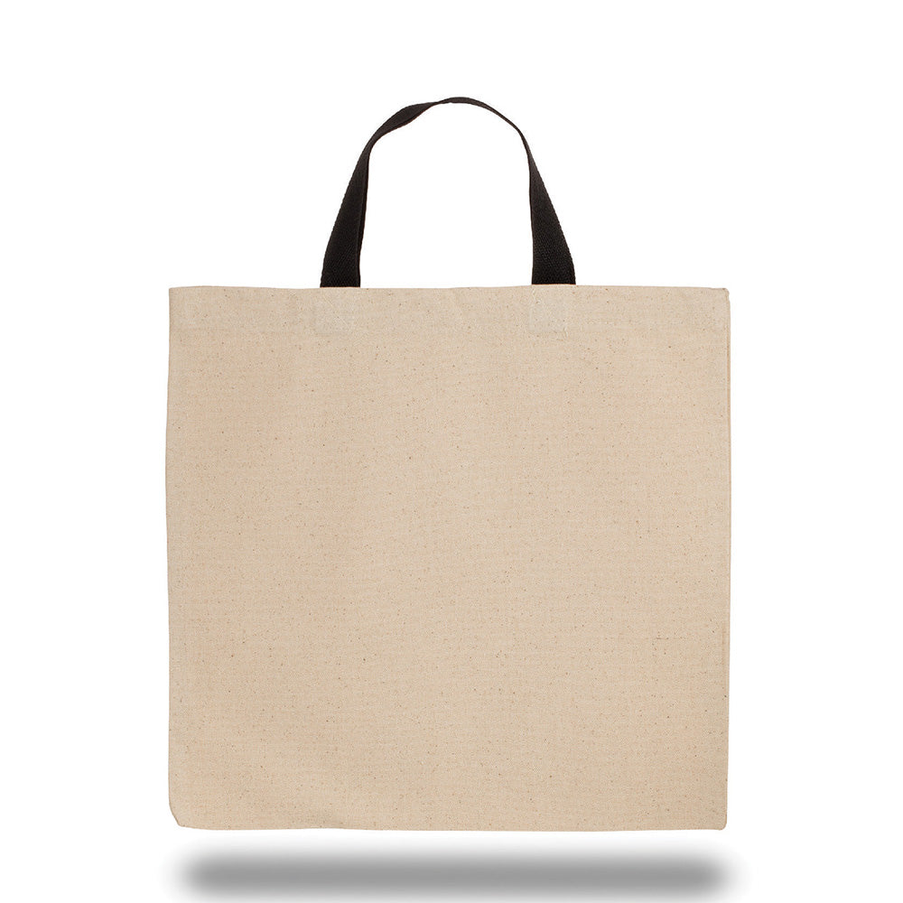 Medium Cotton Canvas Tote Bag (14'' W X 14'' H) 10 Oz-Tote Bag-Brand Your Tote-Natural-Black-Brand Your Tote