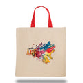 Medium Cotton Canvas Tote Bag (14'' W X 14'' H) 10 Oz-Tote Bag-Brand Your Tote-Natural-Red-Brand Your Tote