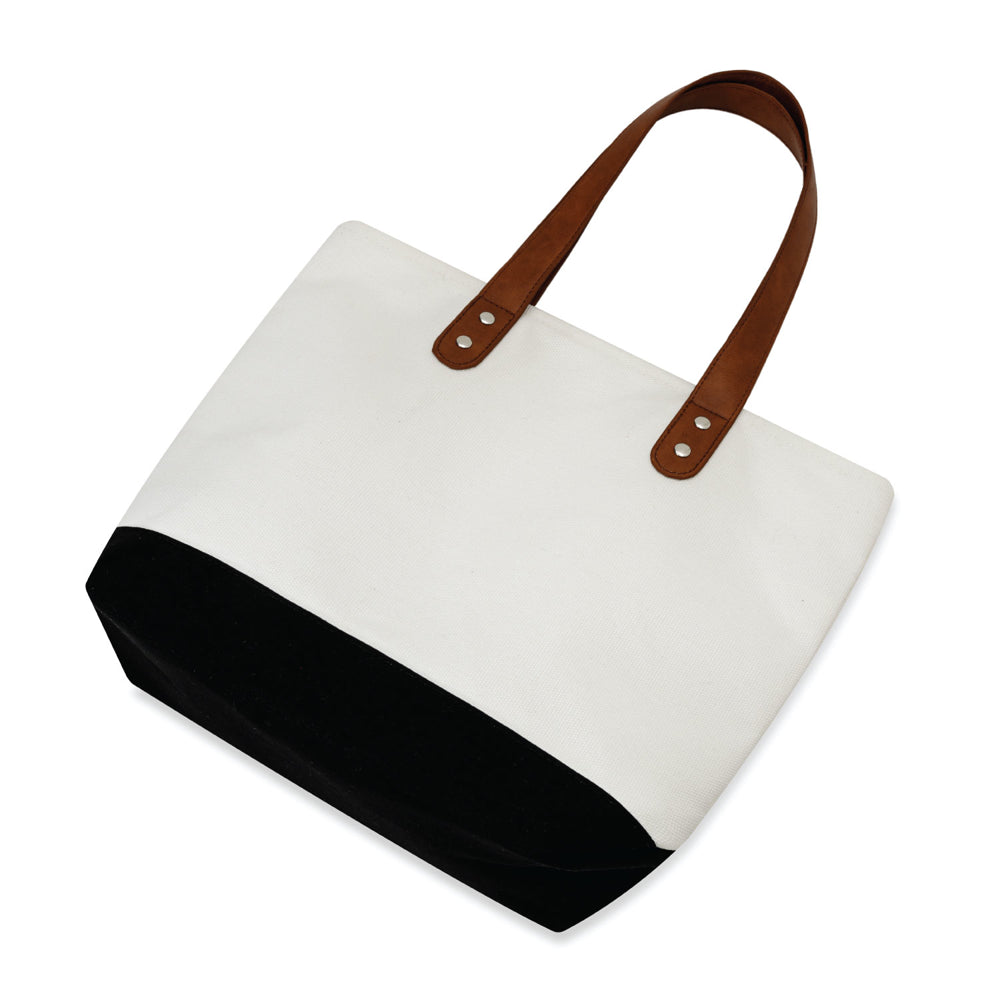 Medium Cotton Canvas Classic Leather Handle Tote Bag (15.75'' W X 12'' H) 18 Oz-Tote Bag-Brand Your Tote-Brand Your Tote