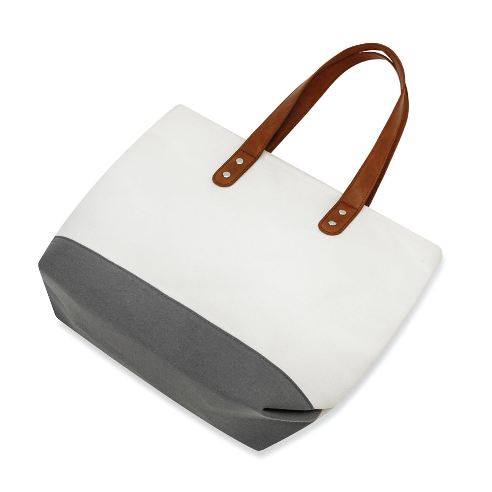Medium Cotton Canvas Classic Leather Handle Tote Bag (15.75'' W X 12'' H) 18 Oz-Tote Bag-Brand Your Tote-Brand Your Tote