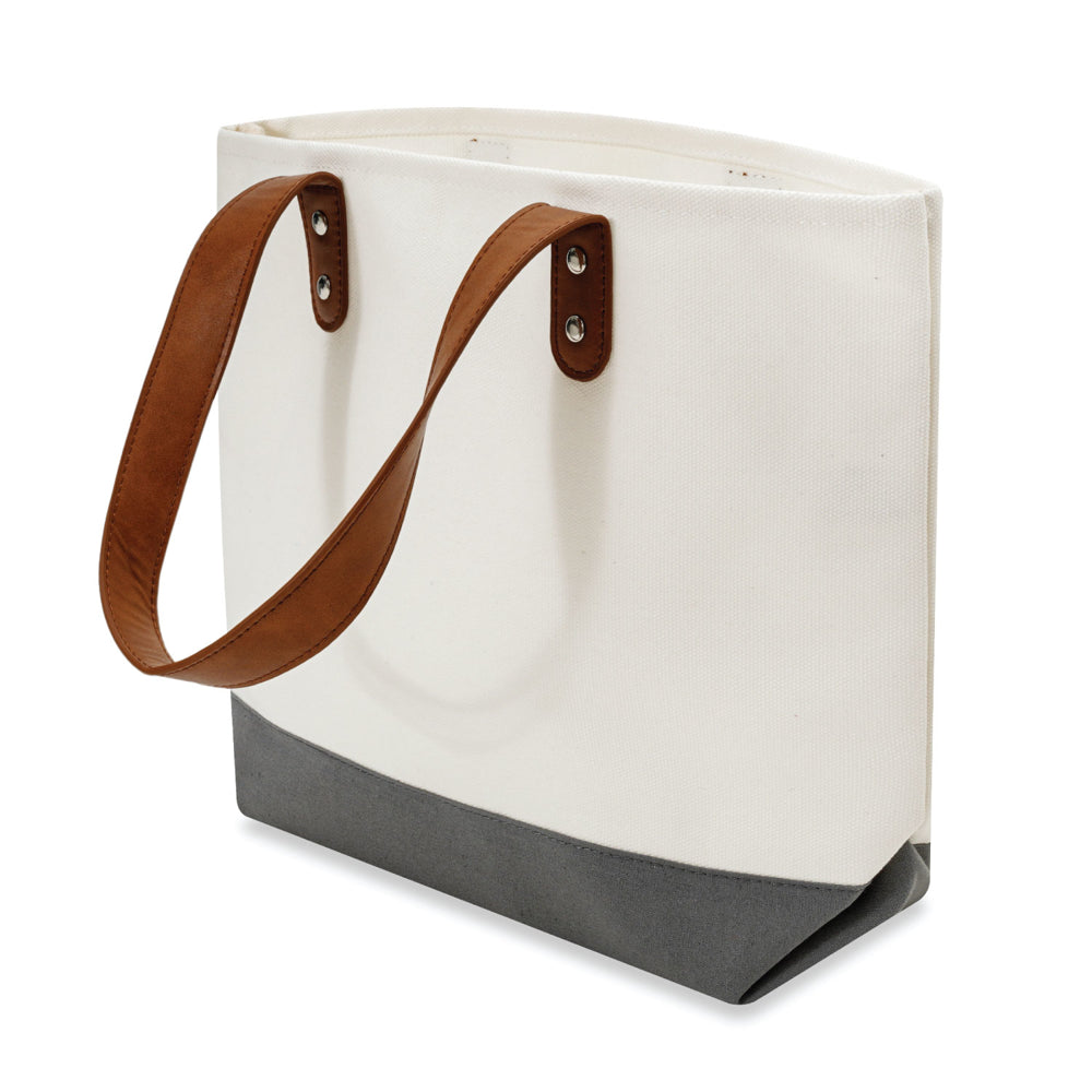 Medium Cotton Canvas Classic Leather Handle Tote Bag (15.75'' W X 12'' H) 18 Oz-Tote Bag-Brand Your Tote-Brand Your Tote