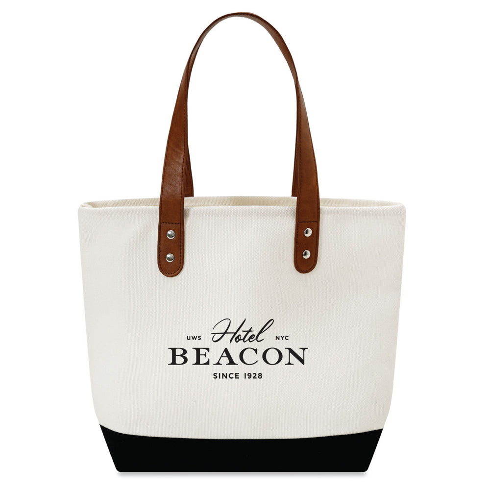 Medium Cotton Canvas Classic Leather Handle Tote Bag (15.75'' W X 12'' H) 18 Oz-Tote Bag-Brand Your Tote-Brand Your Tote