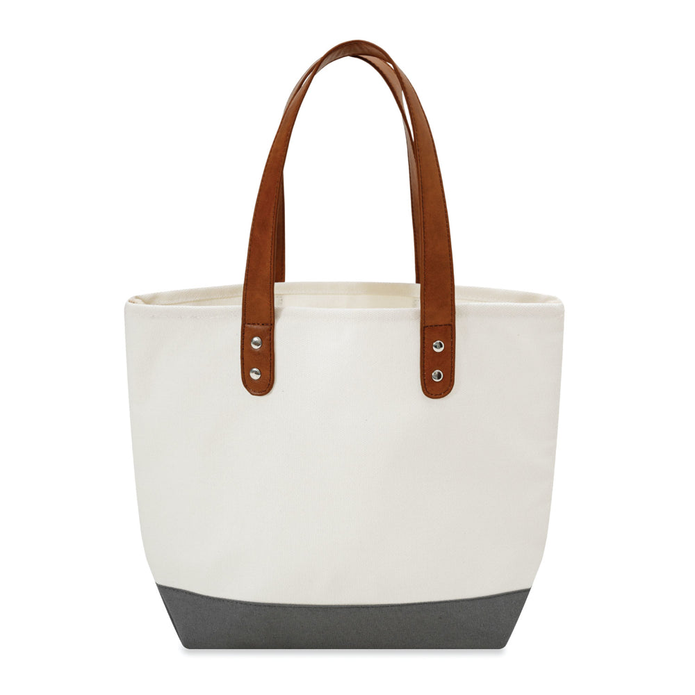 Medium Cotton Canvas Classic Leather Handle Tote Bag (15.75'' W X 12'' H) 18 Oz-Tote Bag-Brand Your Tote-Brand Your Tote