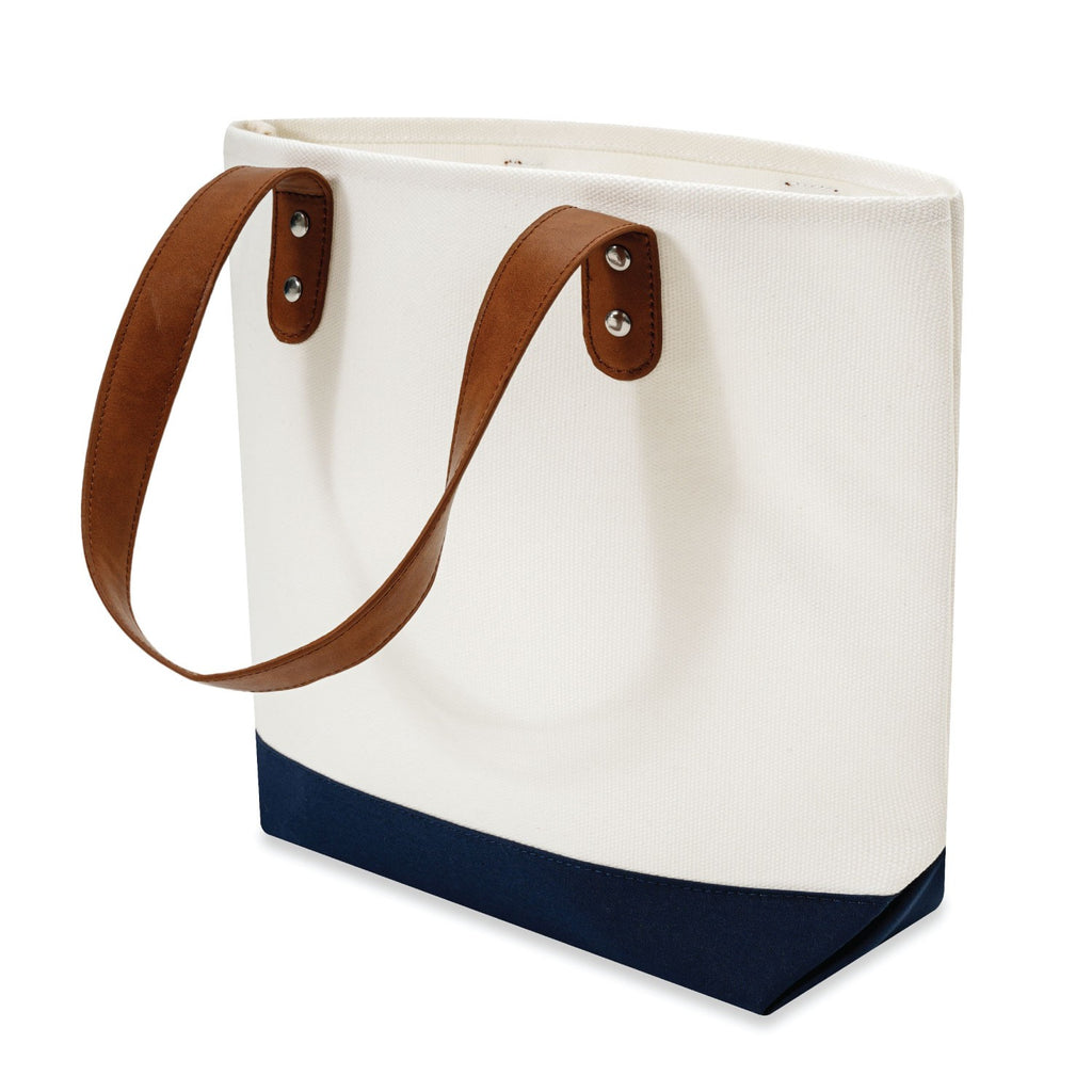 Medium Cotton Canvas Classic Leather Handle Tote Bag (15.75'' W X 12'' H) 18 Oz-Tote Bag-Brand Your Tote-Brand Your Tote