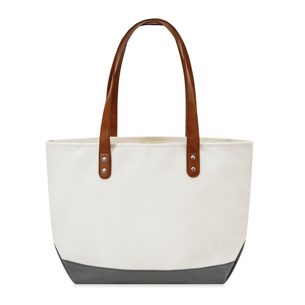 Large Cotton Canvas Classic Leather Handle Tote Bag (20.5'' W X 13'' H) 18 Oz-Tote Bag-Brand Your Tote-Brand Your Tote