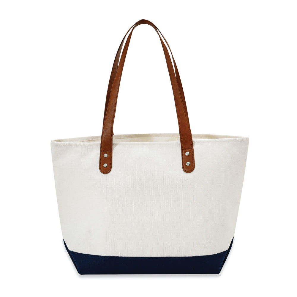 Large Cotton Canvas Classic Leather Handle Tote Bag (20.5'' W X 13'' H) 18 Oz-Tote Bag-Brand Your Tote-Brand Your Tote