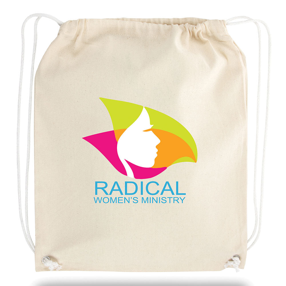Large Cotton Canvas Drawstring Backpack (15'' W X 18'' H) 8 Oz-Backpack-Brand Your Tote-Brand Your Tote