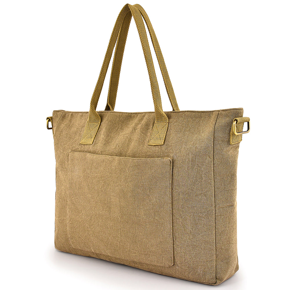 Large Cotton Canvas Cross Functional Tote Bag (17'' W X 13.77'' H) 18 Oz-Tote Bag-Brand Your Tote-Brand Your Tote