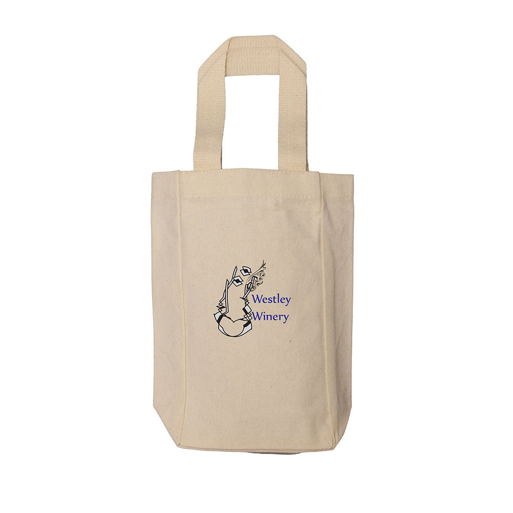 Small Cotton Canvas Double Bottle Wine Tote Bag (5.5'' W X 10.5'' H) 12 Oz-Tote Bag-Brand Your Tote-Brand Your Tote
