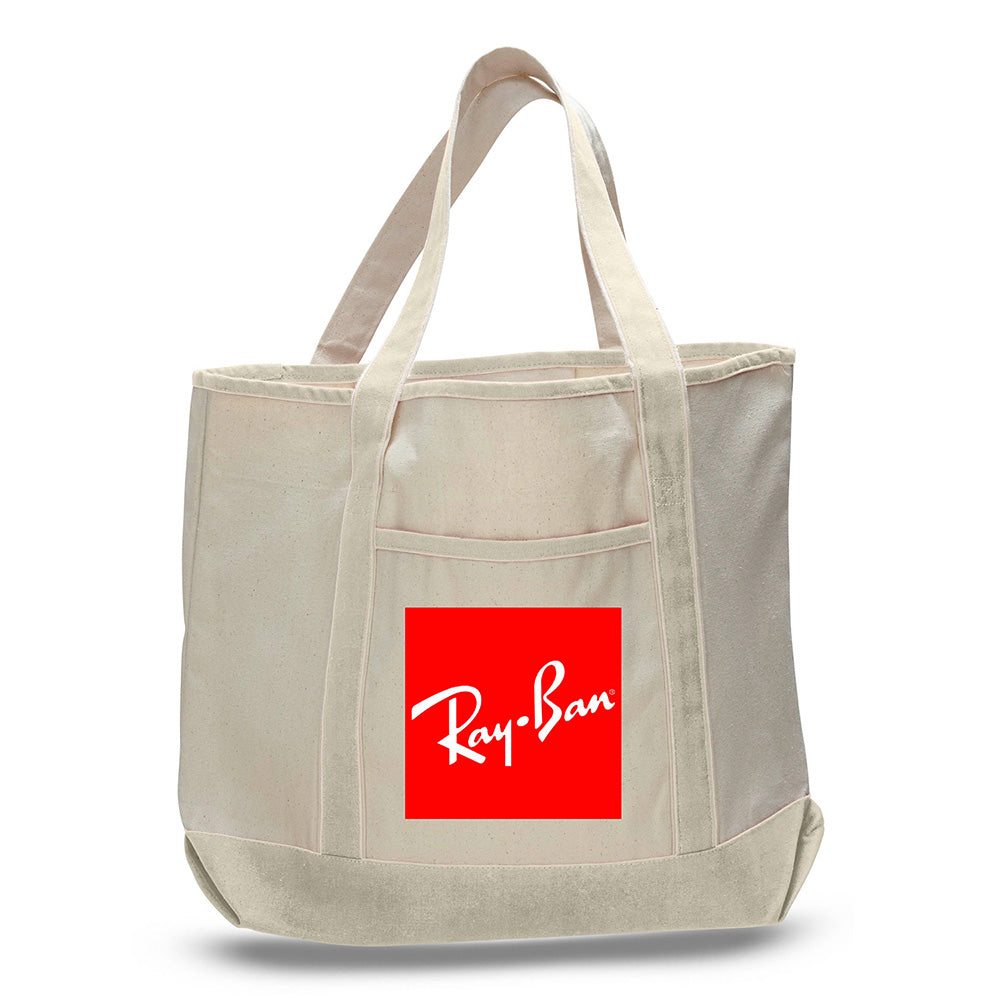 Xl Cotton Canvas Ocean Front Shopping Tote Bag (22'' W X 16'' H) 12 Oz-Tote Bag-Brand Your Tote-Brand Your Tote