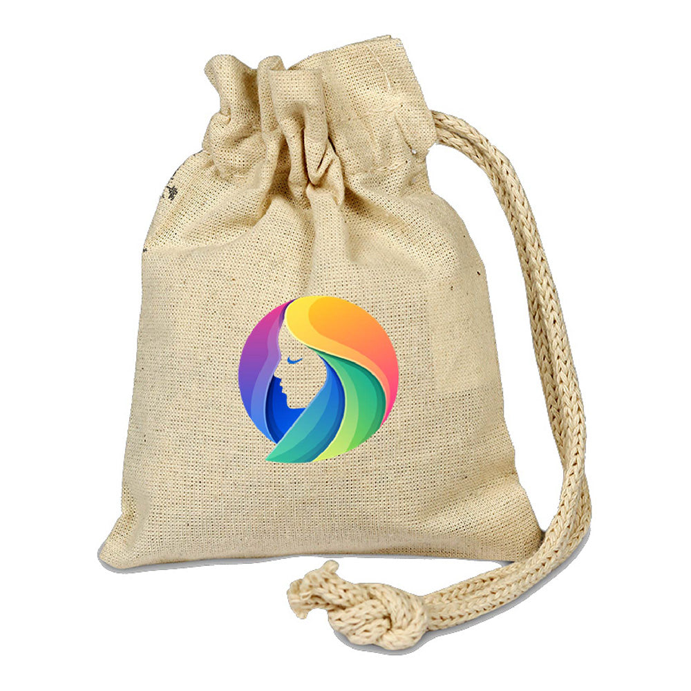 Small Cotton Canvas Single Cord Drawstring Pouch (4'' W X 5'' H) 6 Oz-Pouch-Brand Your Tote-Brand Your Tote
