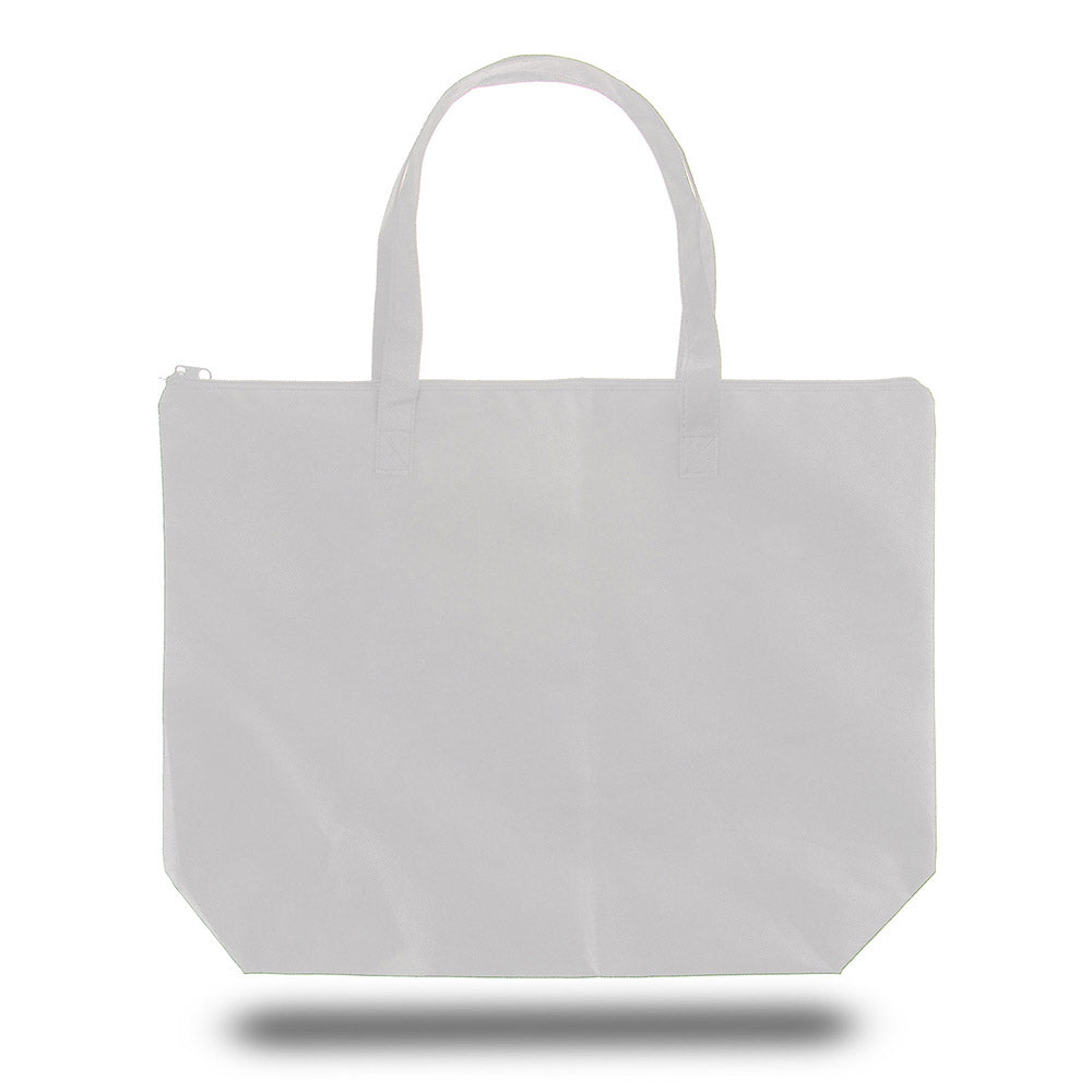 Xl Polypropylene Zippered Tote Bag (20'' W X 15'' H) 100 Gsm-Tote Bag-Brand Your Tote-White-Brand Your Tote