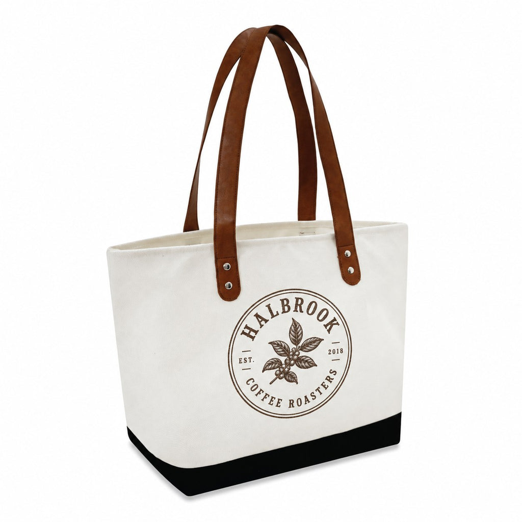 Large Cotton Canvas Classic Leather Handle Tote Bag (20.5'' W X 13'' H) 18 Oz